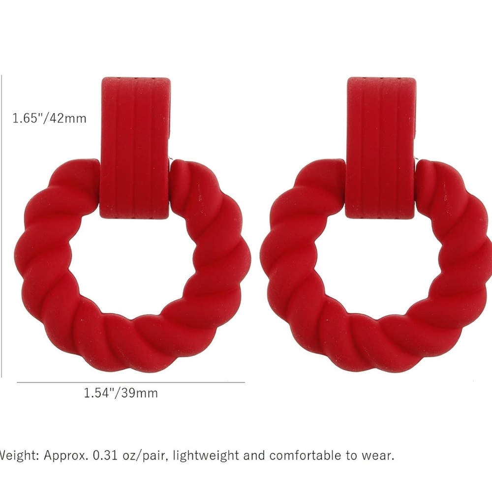 Red Statement Hoop Earrings - Picture 3 of 3